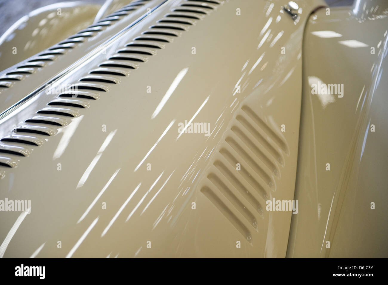 Vintage car hood reflections Stock Photo Alamy