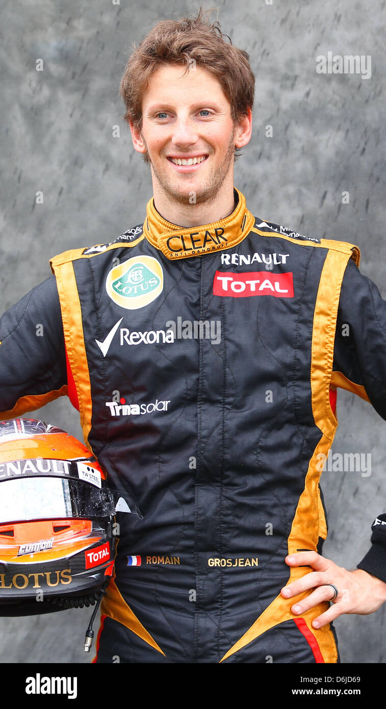 French Formula One driver Romain Grosjean of Lotus during the photo