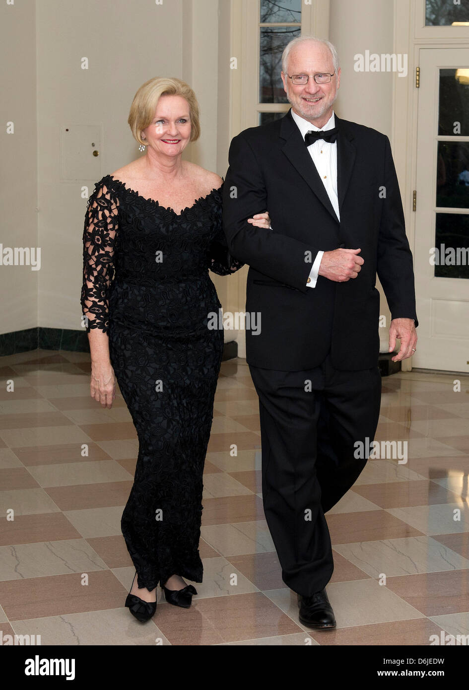 United States Senator Claire McCaskill (Democrat of Missouri) and Joseph Shepard arrive for the Official Dinner in honor of Prime Minister David Cameron of Great Britain and his wife, Samantha, at the White House in Washington, D.C. on Tuesday, March 14, 2012..Credit: Ron Sachs / CNP.(RESTRICTION: NO New York or New Jersey Newspapers or newspapers within a 75 mile radius of New Yor Stock Photo