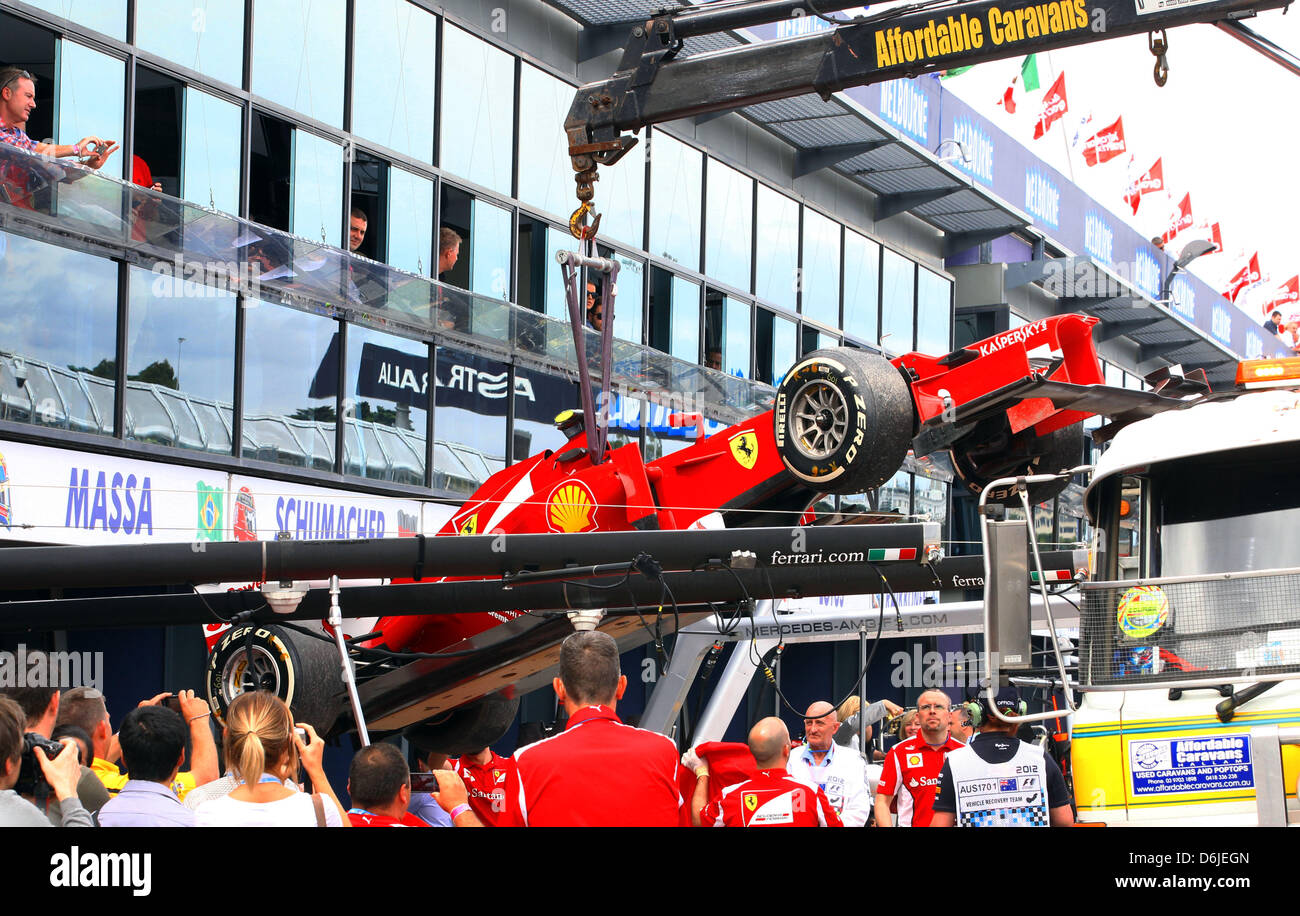 The racecar of Brazilian Formula One driver Felipe Massa of Ferrari ...