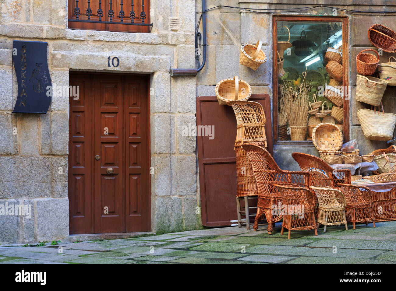 Baskets for sale in the Historic Centre, Vigo, Galicia, Spain, Europe Stock Photo