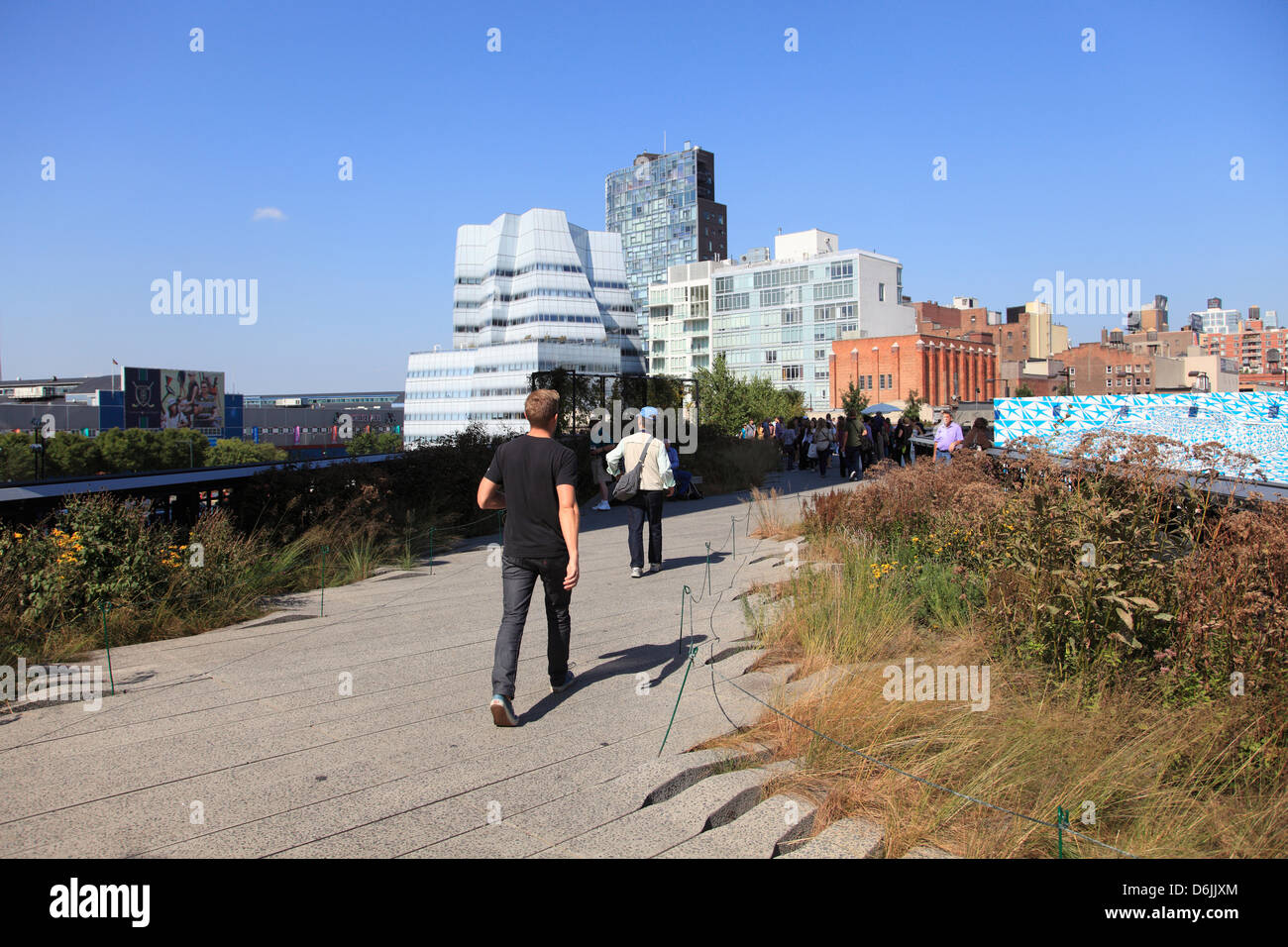 High Line Park, elevated public park on former rail tracks, Manhattan, New York City, United States of America, North America Stock Photo