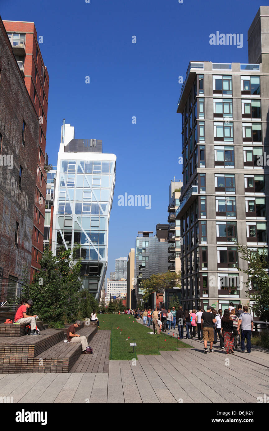 High Line Park, elevated public park on former rail tracks, Manhattan, New York City, United States of America, North America Stock Photo