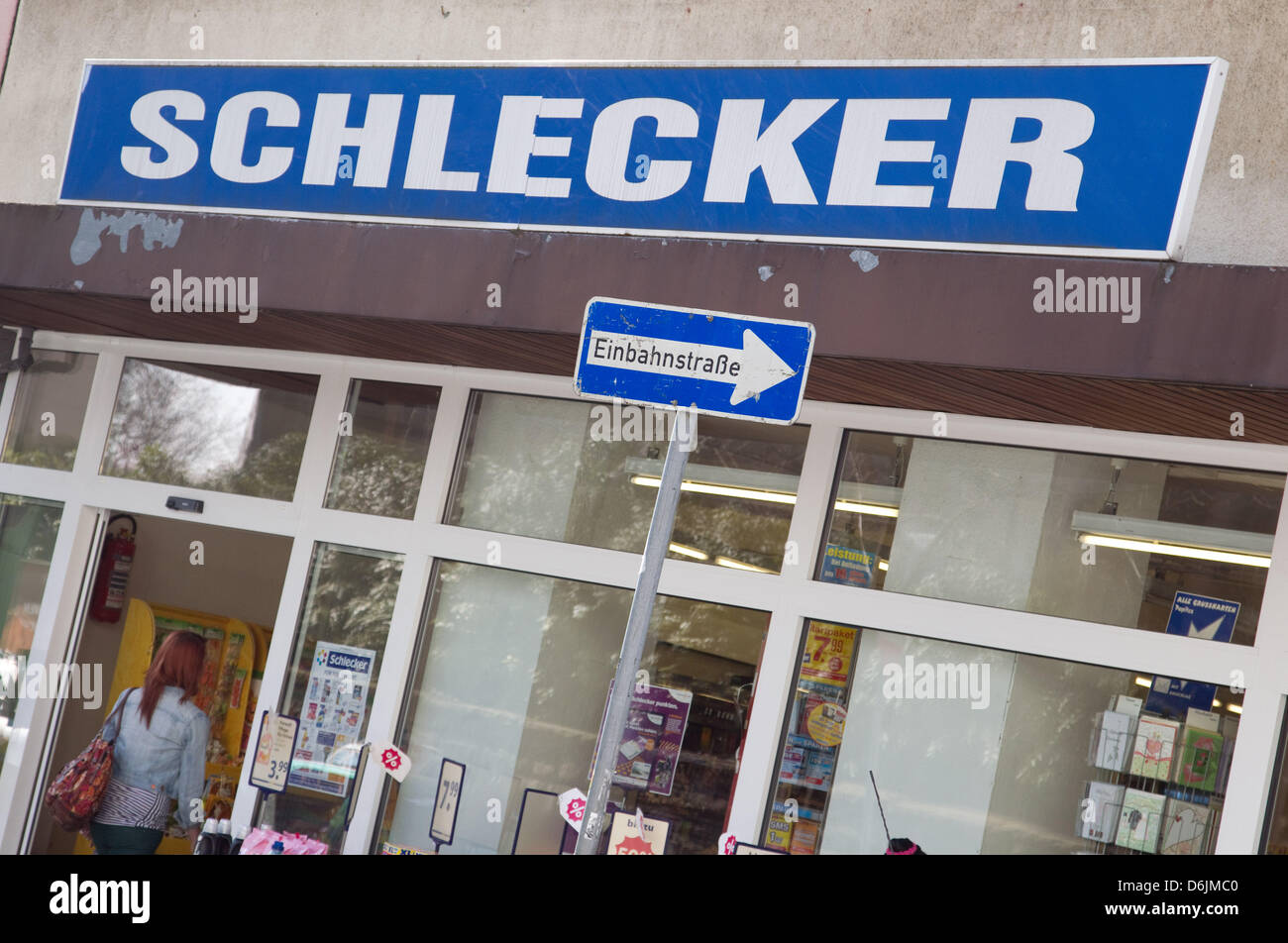 The entrance to a branch of the drug store Schlecker is pictured in Dortmund, Germany, 22 March 2012. Negotiations on an interim employment society for 11000 employees of Schlecker threatened with dismissal, due to filed bankruptcy of Schlecker, reach the most critical phase. Photo: Friso Gentsch Stock Photo