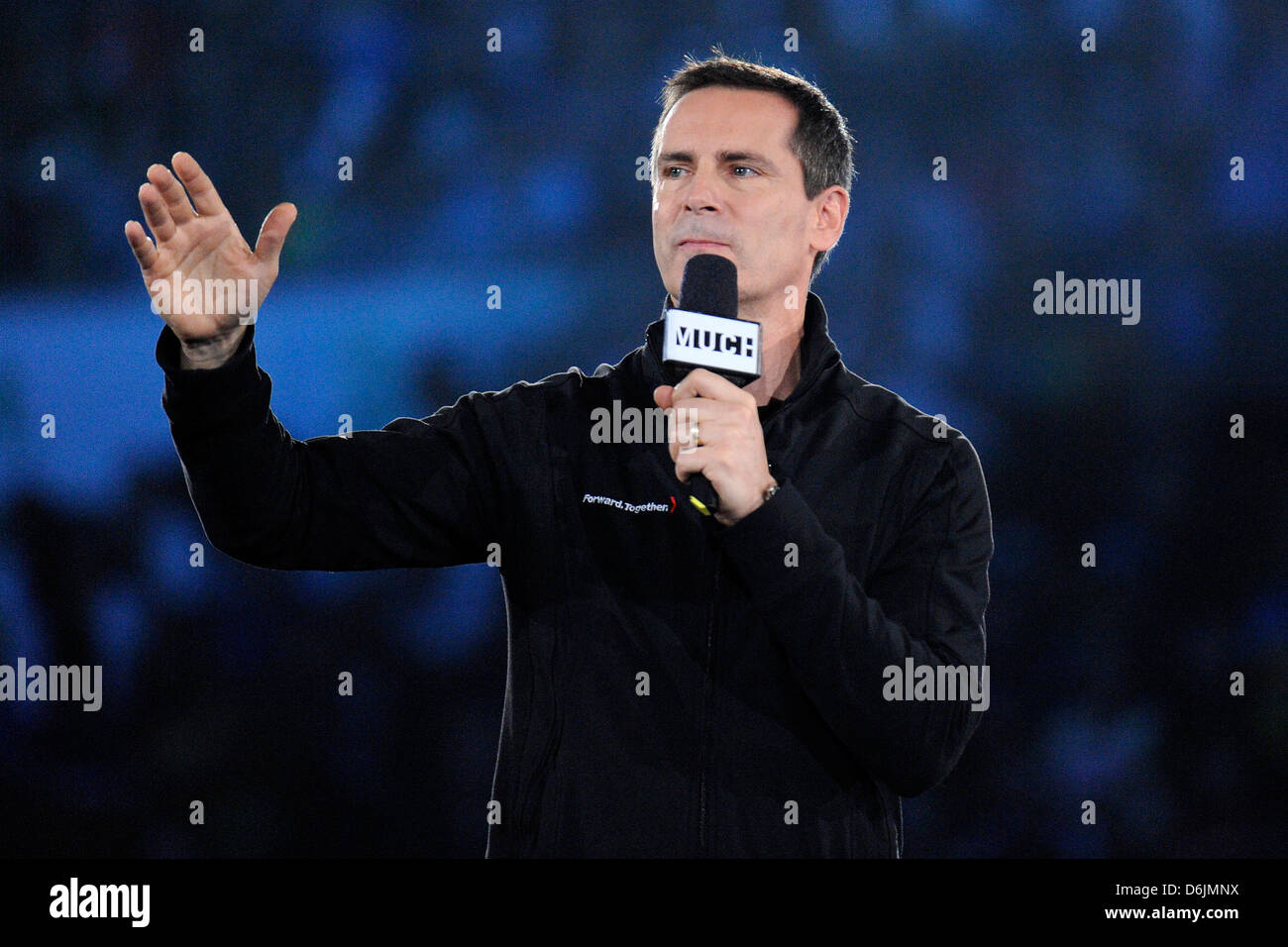 Ontario Premier Dalton McGuinty speaks on stage during 'WE Day' at the Air Canada Centre. Toronto, Canada - 27.09.11 Mandatory Stock Photo