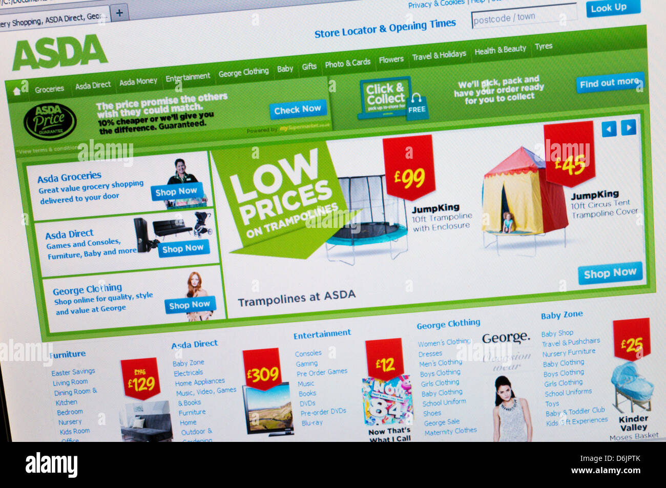 Asda supermarket web site Stock Photo