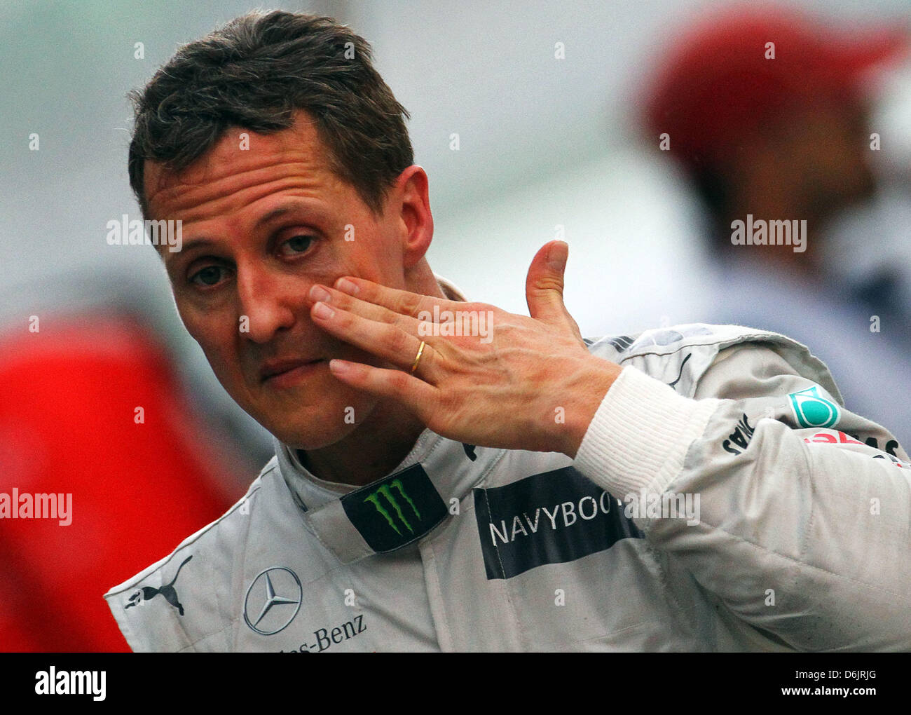 German Formula One driver Michael Schumacher of Mercedes AMG walks