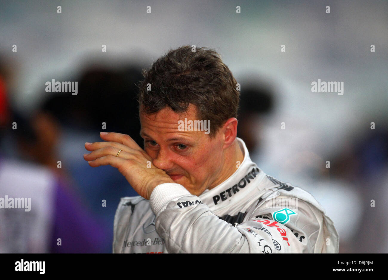 German Formula One driver Michael Schumacher of Mercedes AMG walks