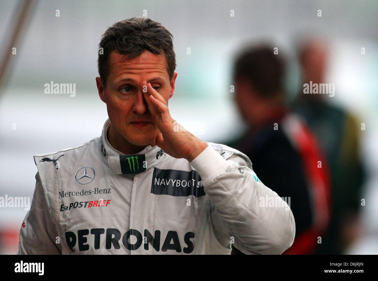 German Formula One driver Michael Schumacher of Mercedes AMG walks