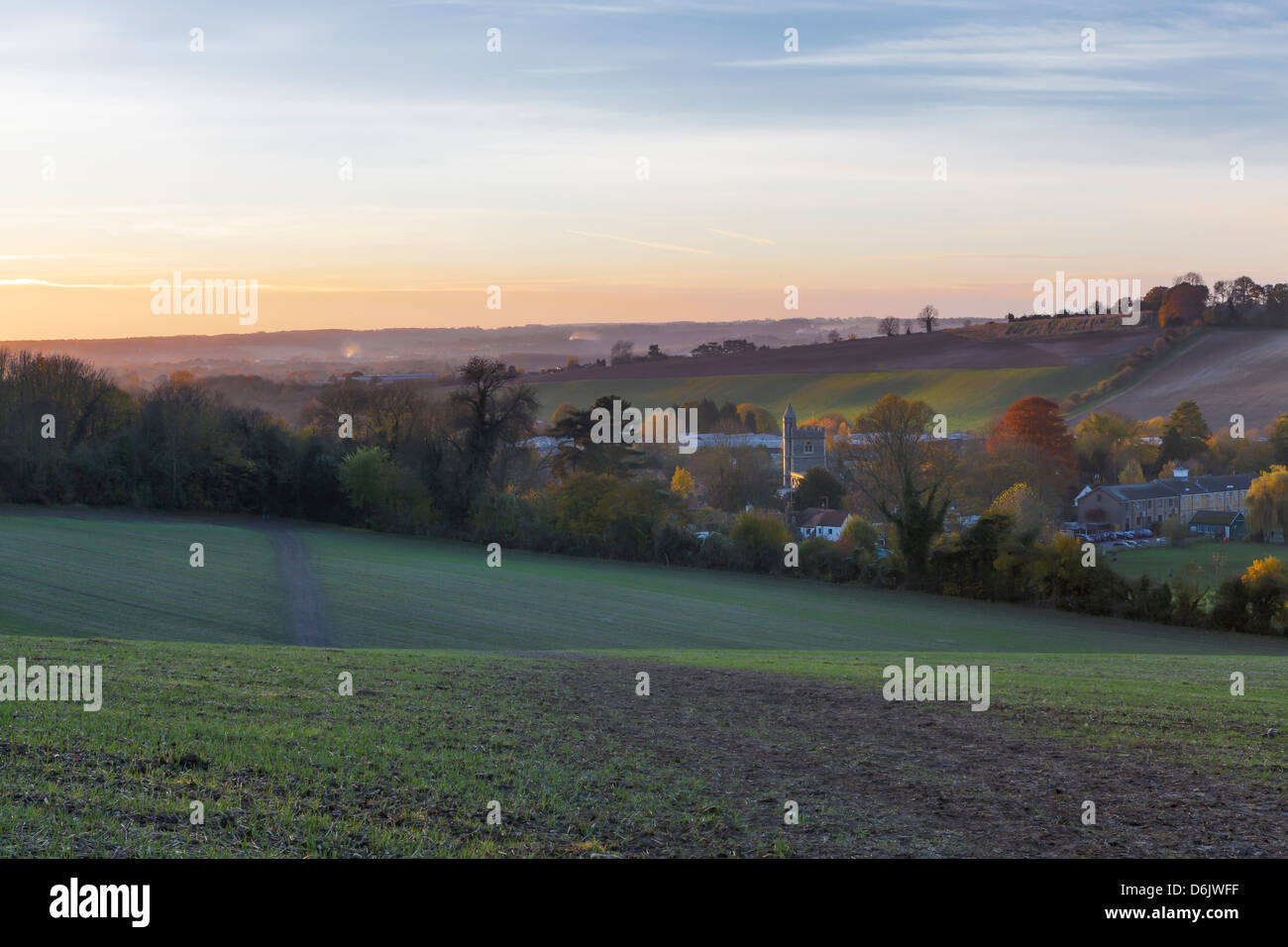 Wooburn Town at dusk, Wooburn Green, High Wycombe, Buckinghamshire, England, United Kingdom, Europe Stock Photo