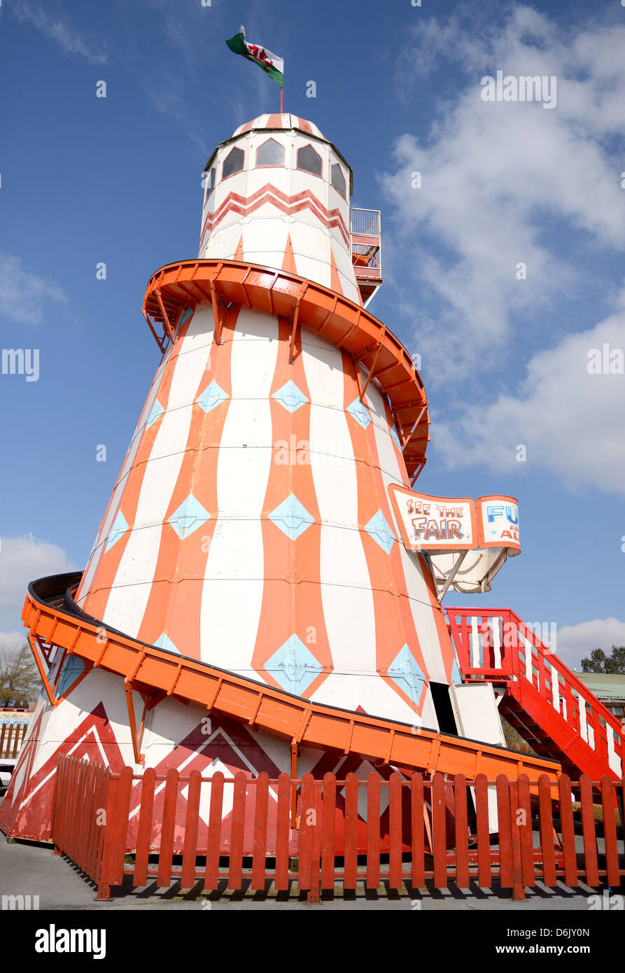 a fun helter skelter at a fairground on a sunny day Stock Photo