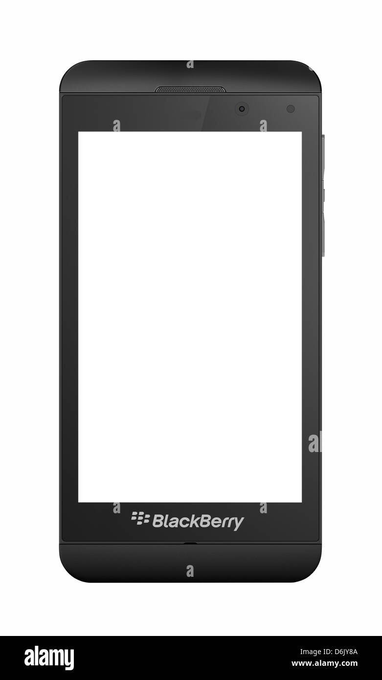 BlackBerry Z10 that powers the phone is a modern operating system with a brand new gesture-based interface and support for power Stock Photo