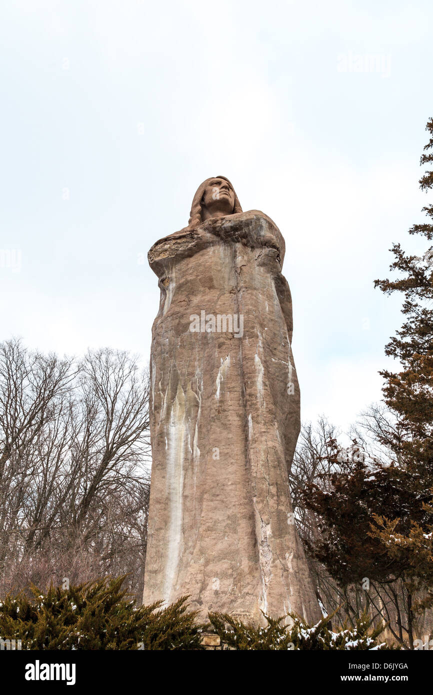 Chief Black Hawk statue created by Lorado Taft in Lowden State Park. Stock Photo