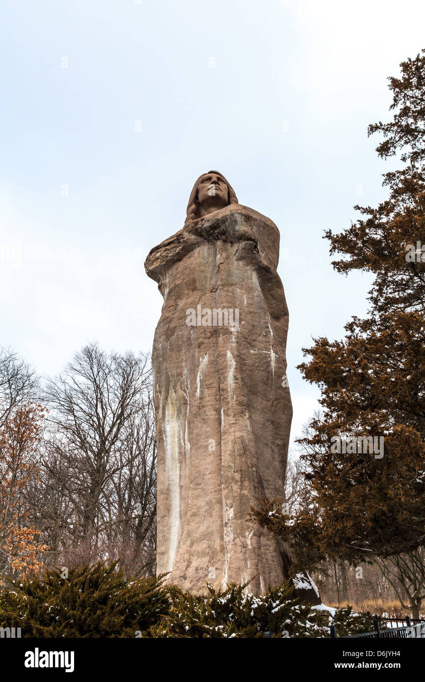 Chief Black Hawk statue created by Lorado Taft in Lowden State Park. Stock Photo