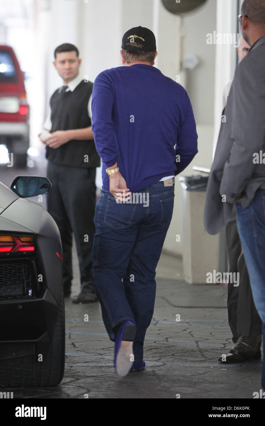 James Stunt arriving to meet his wife and friends for lunch at E. Baldi
