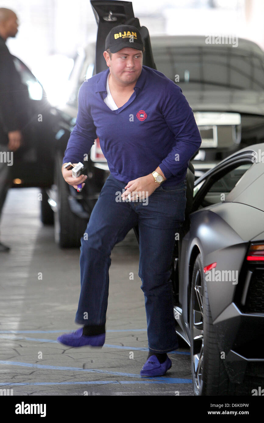 James Stunt arriving to meet his wife and friends for lunch at E. Baldi