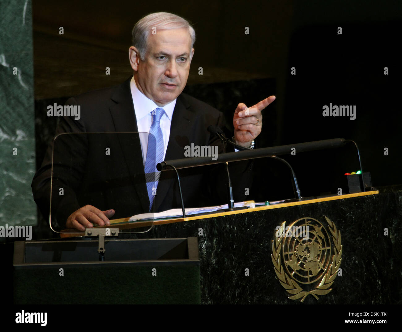 Benjamin Netanyahu, Prime Minister of the State of Israel 66th Session of the United Nations General Assembly at United Nations Stock Photo