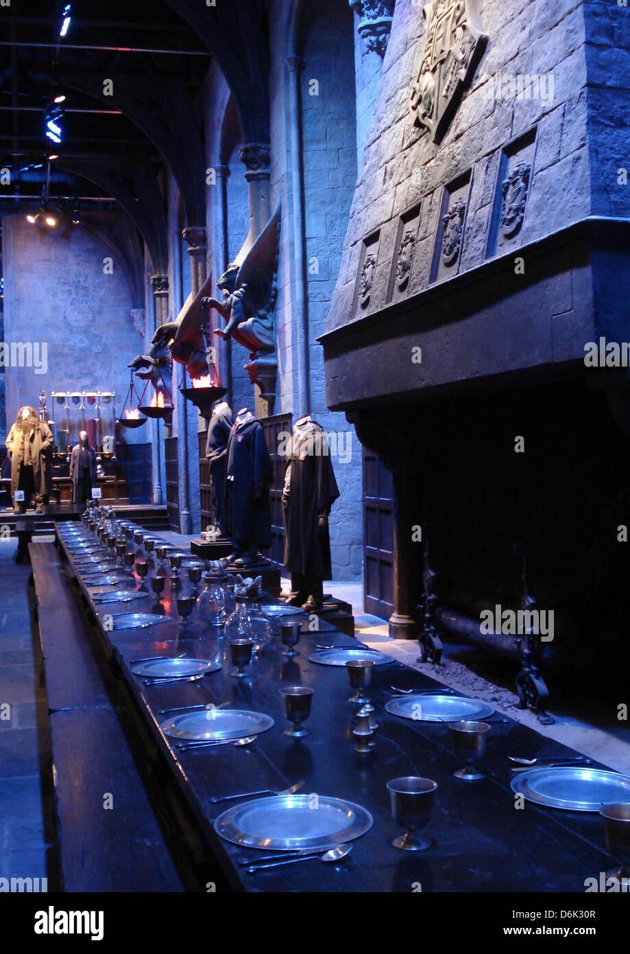 A view of the dining hall of the Harry Potter film series inside the ...