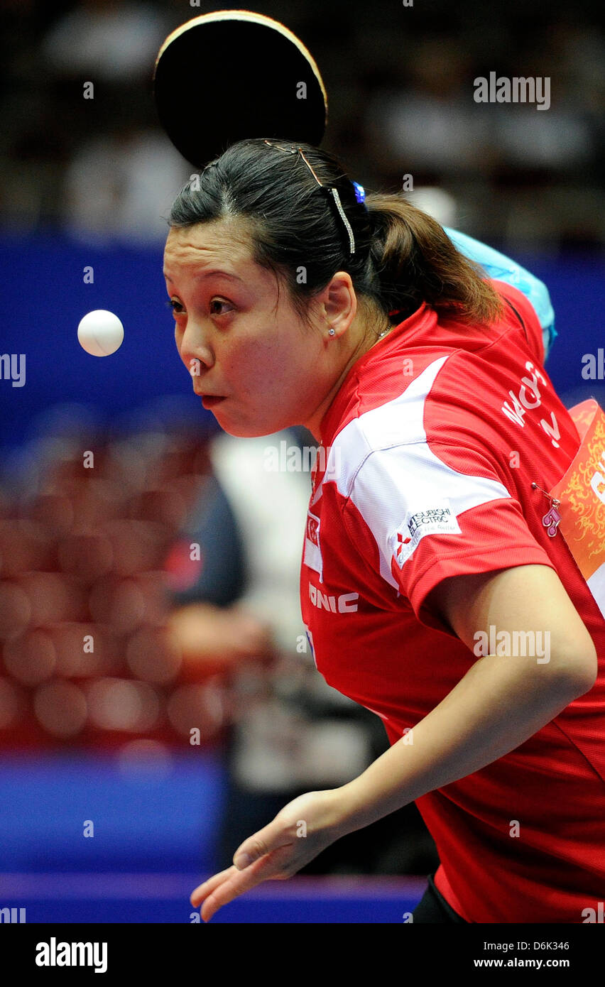 Singapore's Yuegu Wang in action during the women's semifinal match