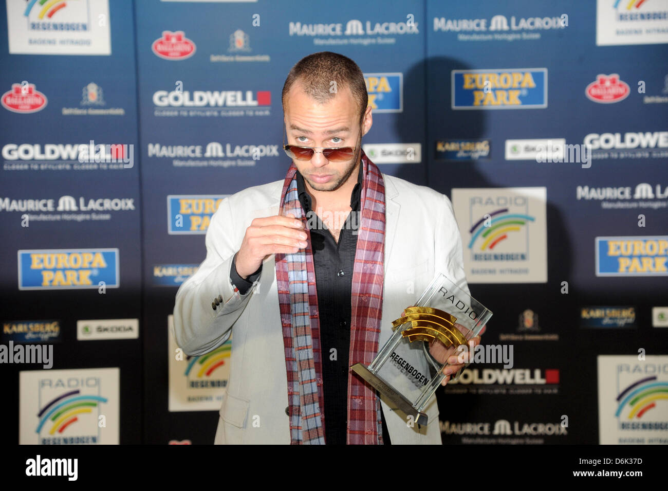 Bitish musician Marlon Roudette poses during the presentation of the Radio Regenbogen Award in Karlsruhe, Germany, 30 March 2012. He received the award in the category 'Song of the    Year 2011' The prize is awarded to international celebreties every year. Photo: Uwe Anspach Stock Photo