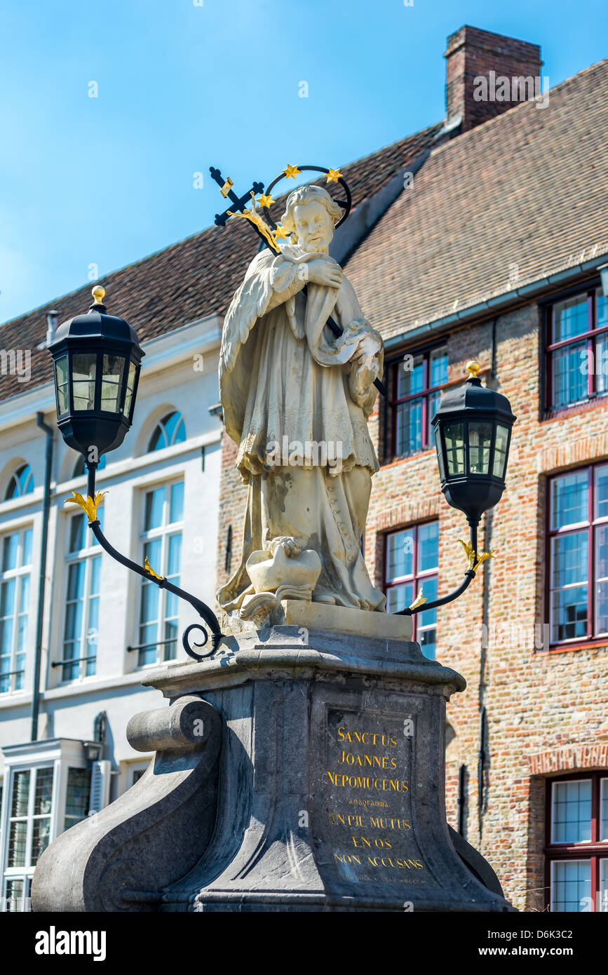 Sanctus Joannes Nepomucenus statue in Bruges, Belgium Stock Photo