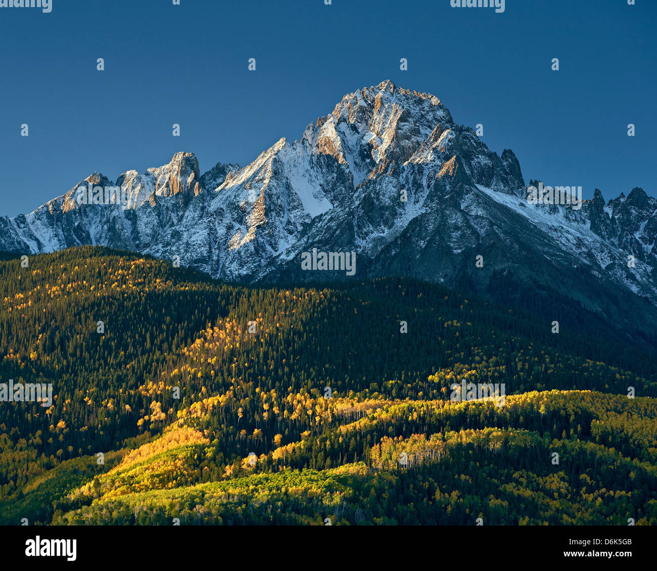 Mount Sneffels with snow in the fall, Uncompahgre National Forest, Colorado, United States of America, North America Stock Photo