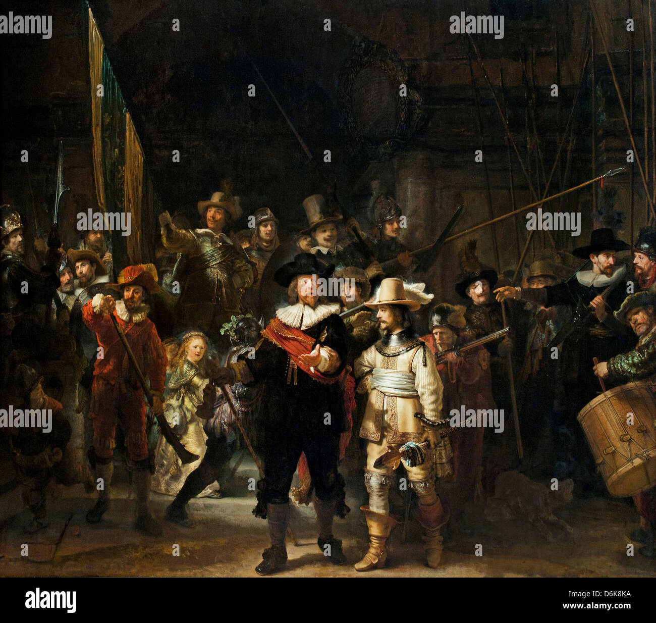 The Night Watch or De Nachtwacht in Dutch1639  Rembrandt Harmenszoon van Rijn  1606–1669  Amsterdam Netherlands Stock Photo