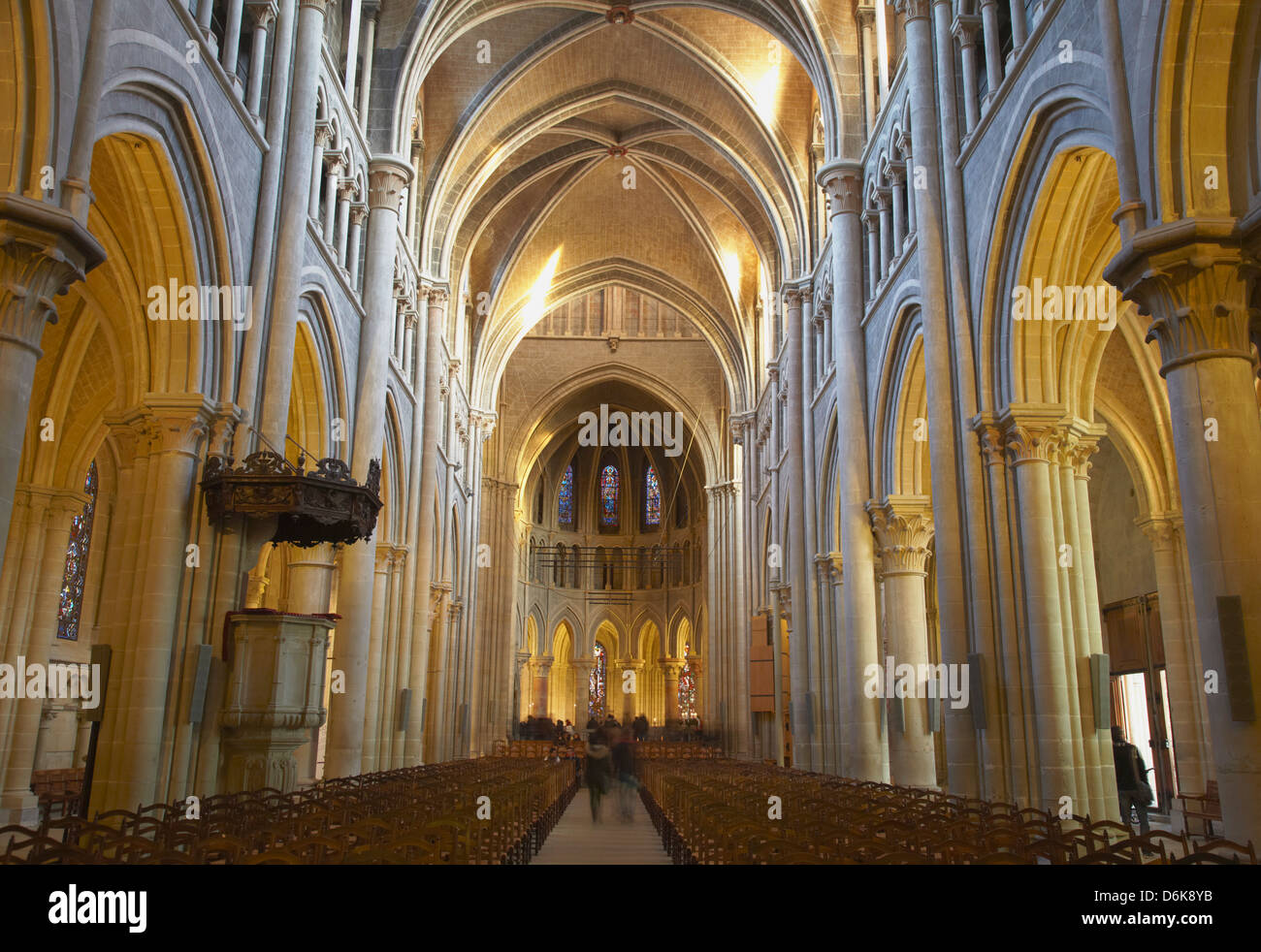 Interior of Lausanne Cathedral, Lausanne, Vaud, Switzerland, Europe Stock Photo