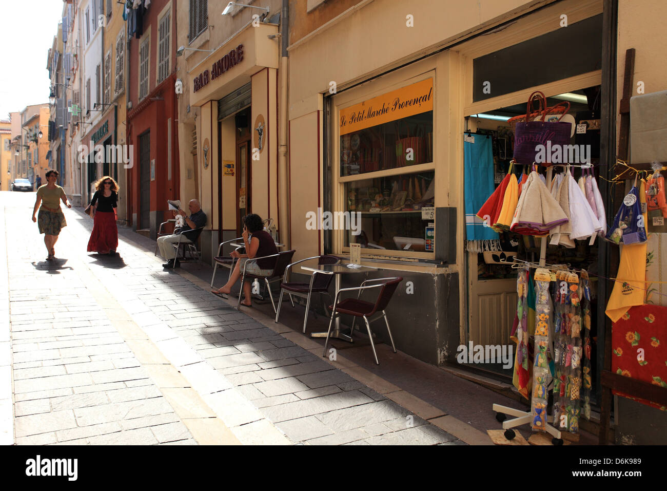 Picturesque street scene in the Panier district, the old town of Marseille Stock Photo