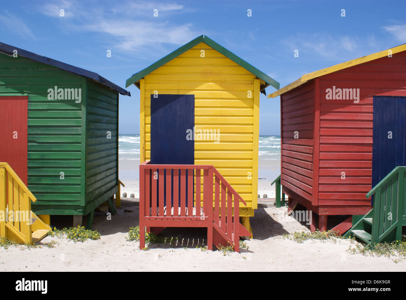 Coloured colored Beach Huts Stock Photo