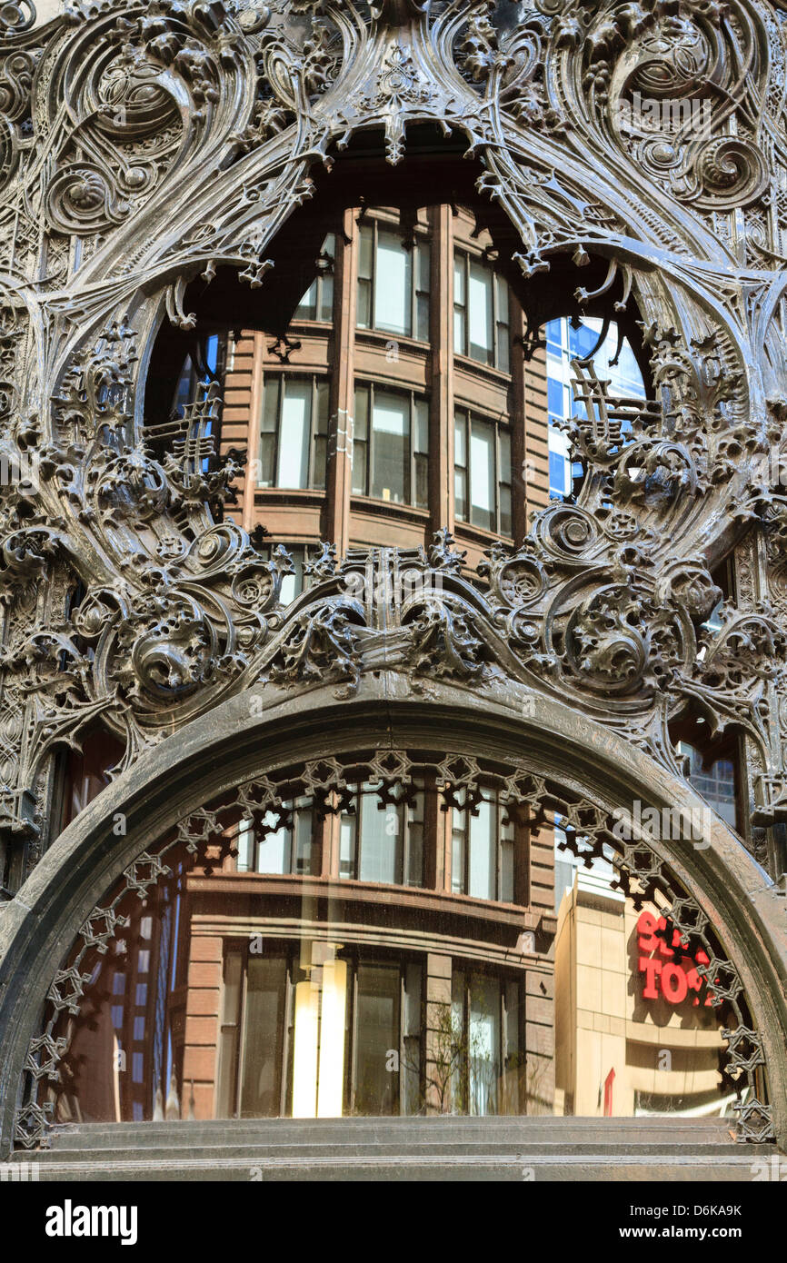 Art nouveau ornamentation on Carson Pirie Scott Building, Chicago, Illinois, United States of America, North America Stock Photo