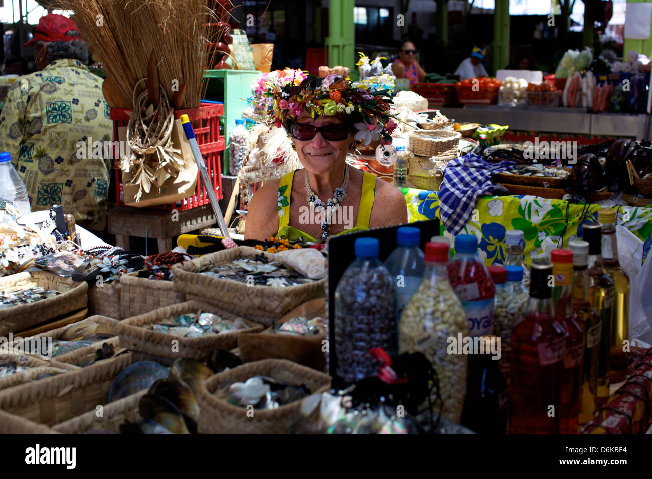 The central Market of Papeete in Tahiti, Society Islands, French Polynesia, Pacific Islands, Pacific Stock Photo