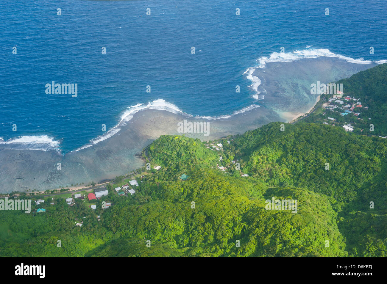 Aerial of Tutuila Island in American Samoa, South Pacific, Pacific Stock Photo