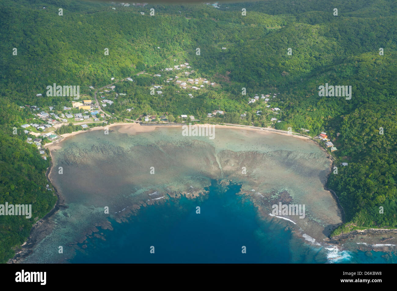 Aerial of Tutuila Island in American Samoa, South Pacific, Pacific Stock Photo