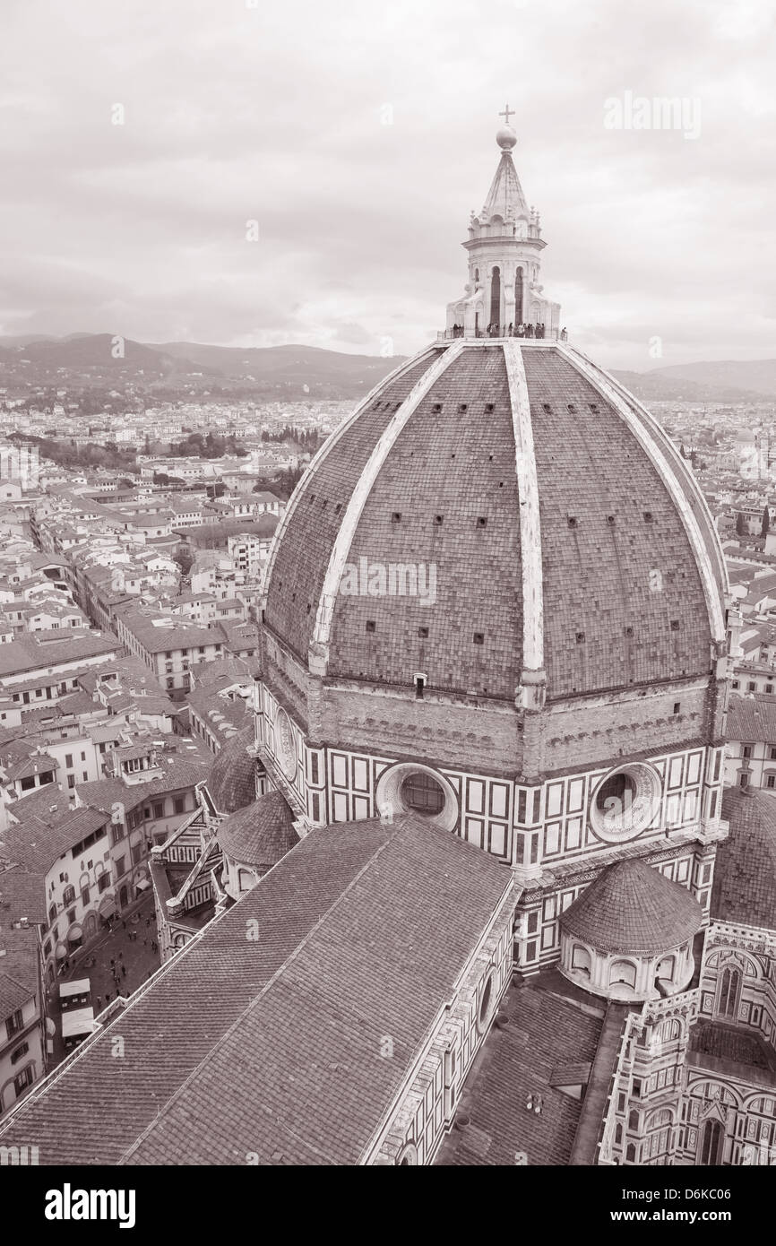 Dome of Duomo Cathedral Church, Florence in Black and White Tone Stock ...