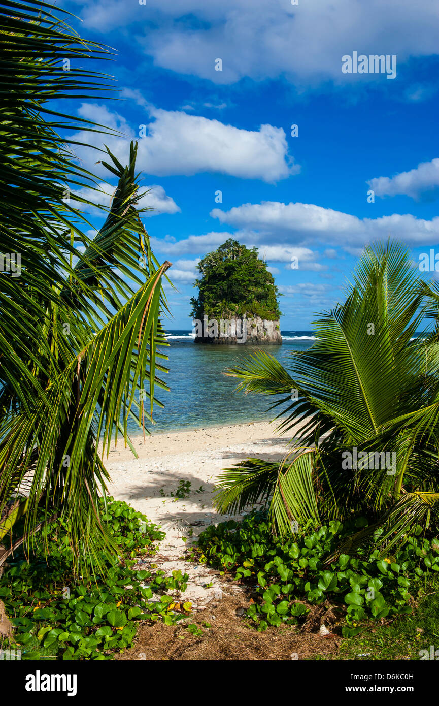 Single rock at Coconut Point on Tutuila Island, American Samoa, South Pacific, Pacific Stock Photo