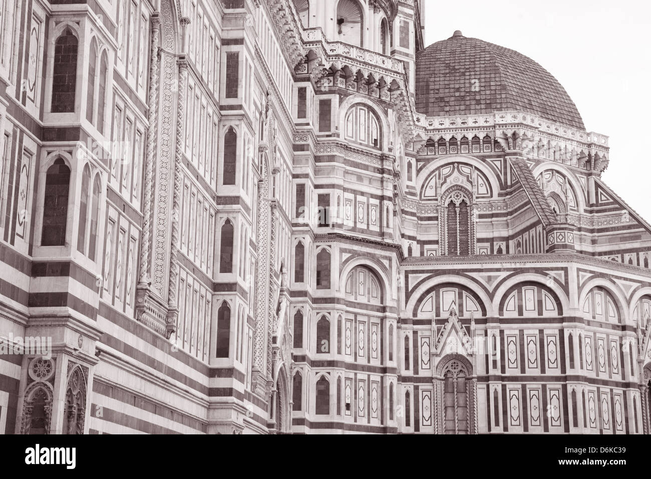 Duomo Cathedral Church, Florence in Black and White Tone Stock Photo ...