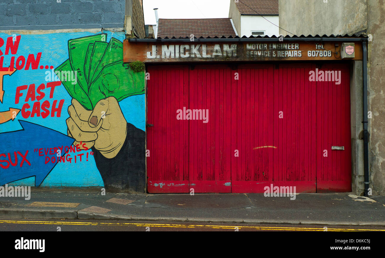 Old Garage Doors And Graffiti Brighton Uk Stock Photo