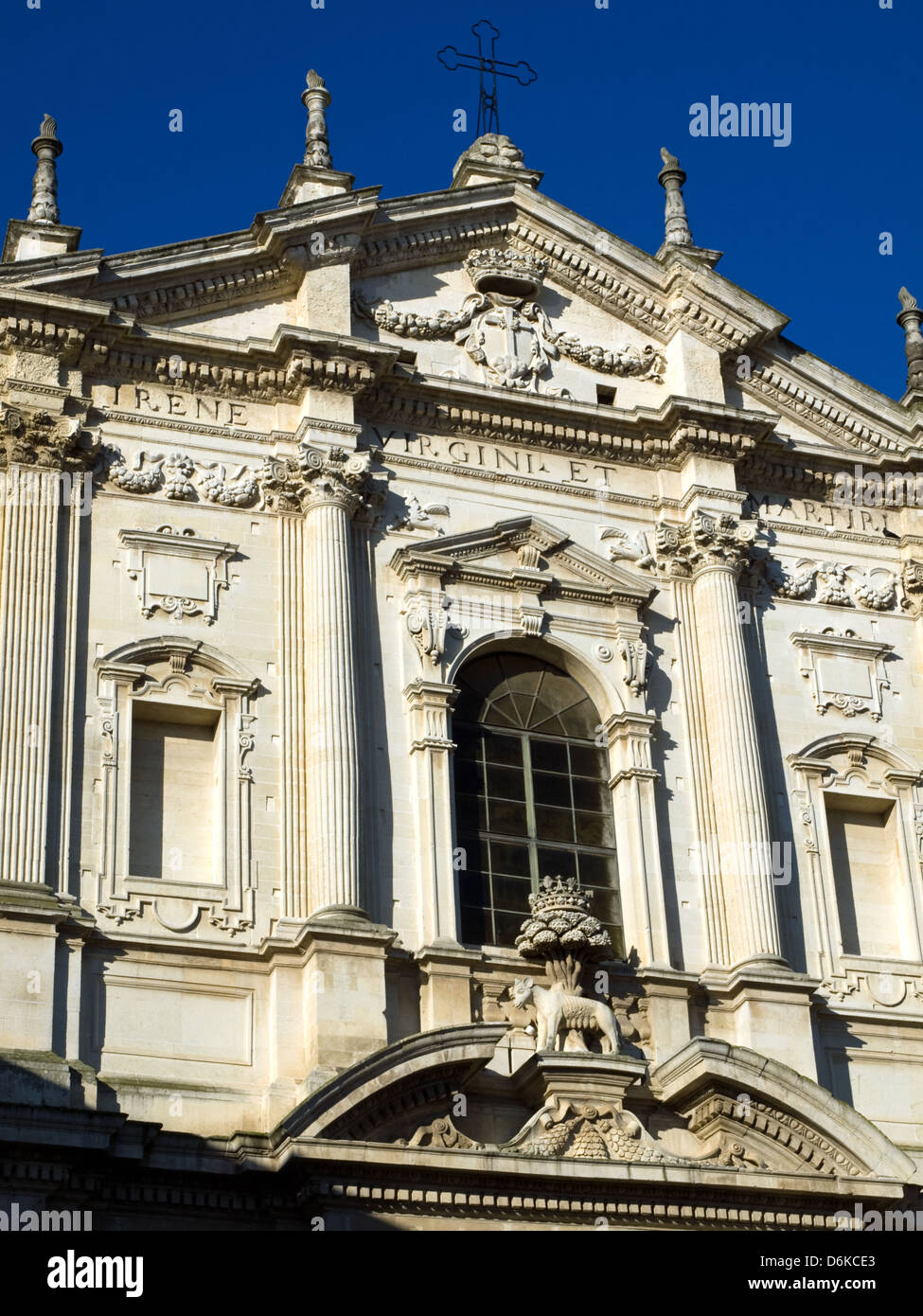 Lecce - Church of St. Irene Teatini - detail of the facade Stock Photo