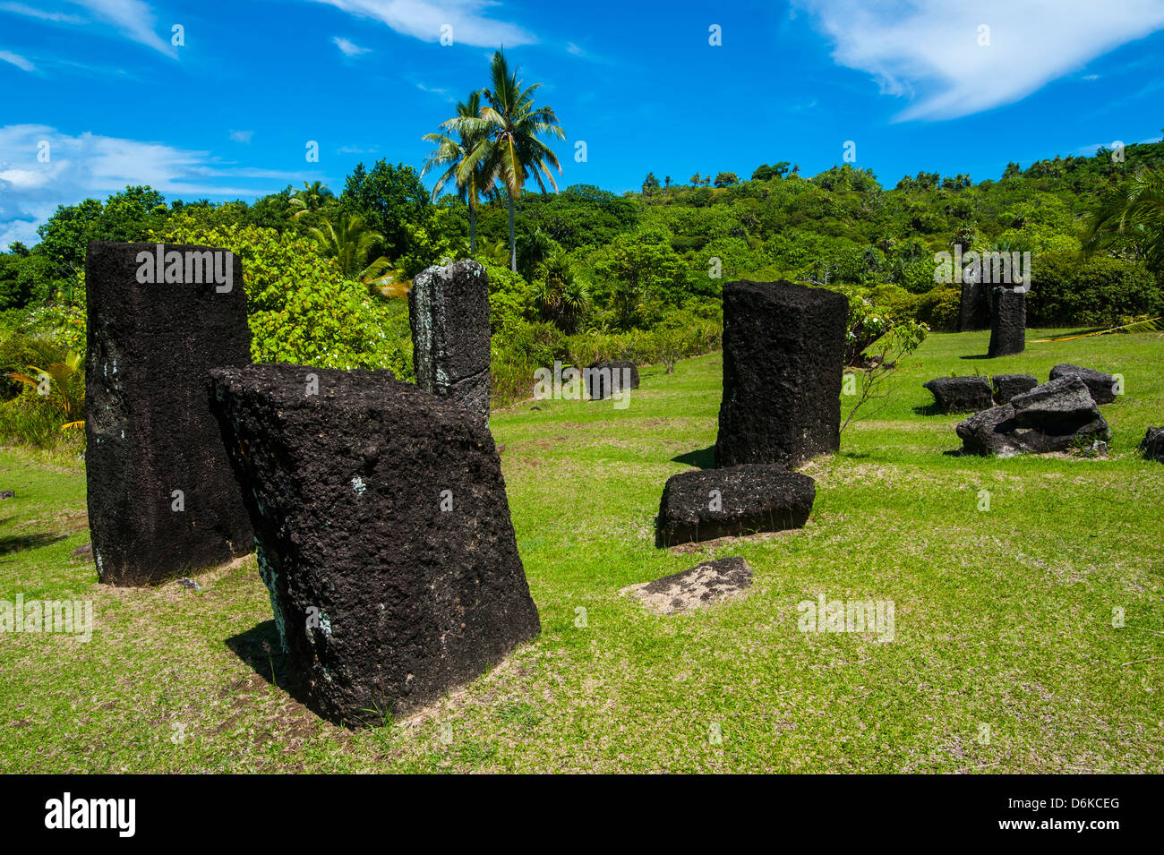 Basalt monoliths known as Badrulchau, Island of Babeldoab, Palau, Central Pacific, Pacific Stock Photo
