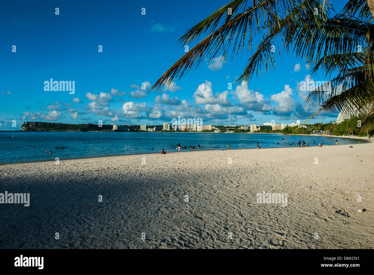 The Bay of Tamuning with its hotel resorts in Guam, US Territory, Central Pacific, Pacific Stock Photo