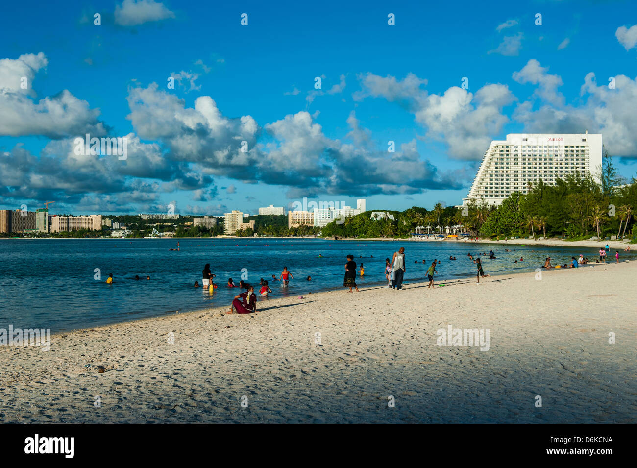 The Bay of Tamuning with its hotel resorts in Guam, US Territory, Central Pacific, Pacific Stock Photo