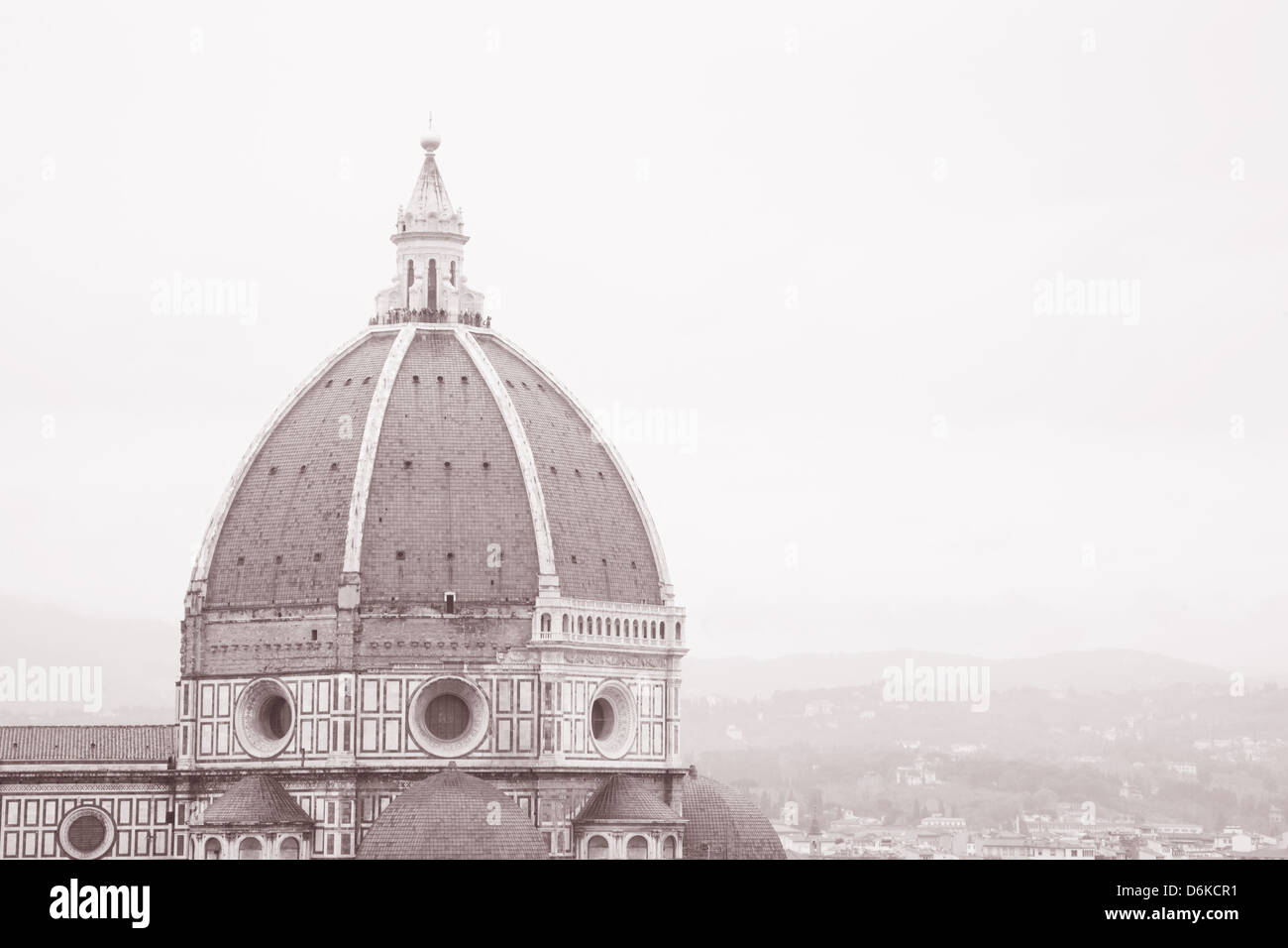 Dome of Duomo Cathedral Church, Florence in Black and White Tone Stock ...