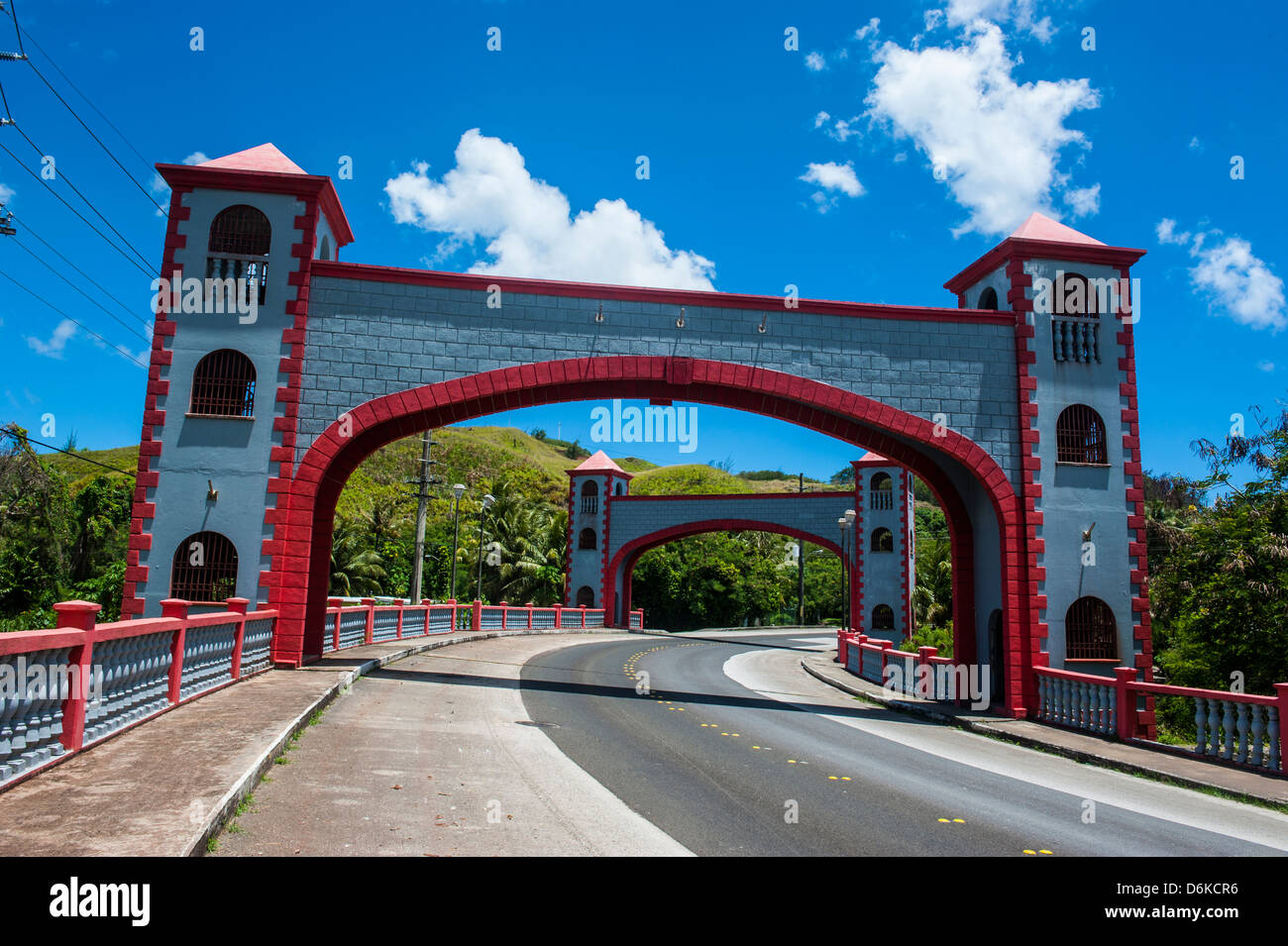 Twin stone arches in the Spanish Bridge, Umatac, Guam, US Territory, Central Pacific, Pacific Stock Photo