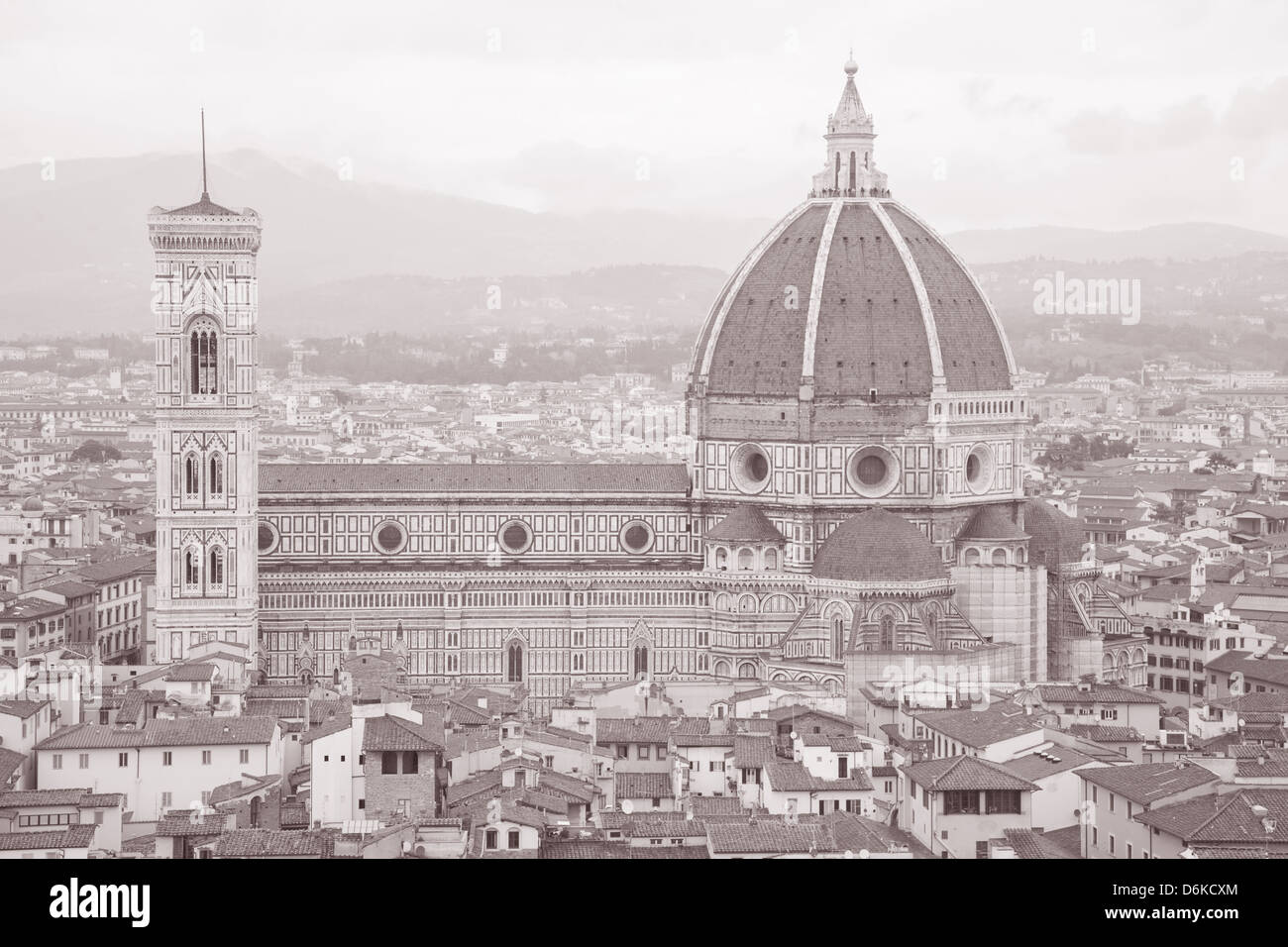 Dome of Duomo Cathedral Church, Florence in Black and White Tone Stock ...