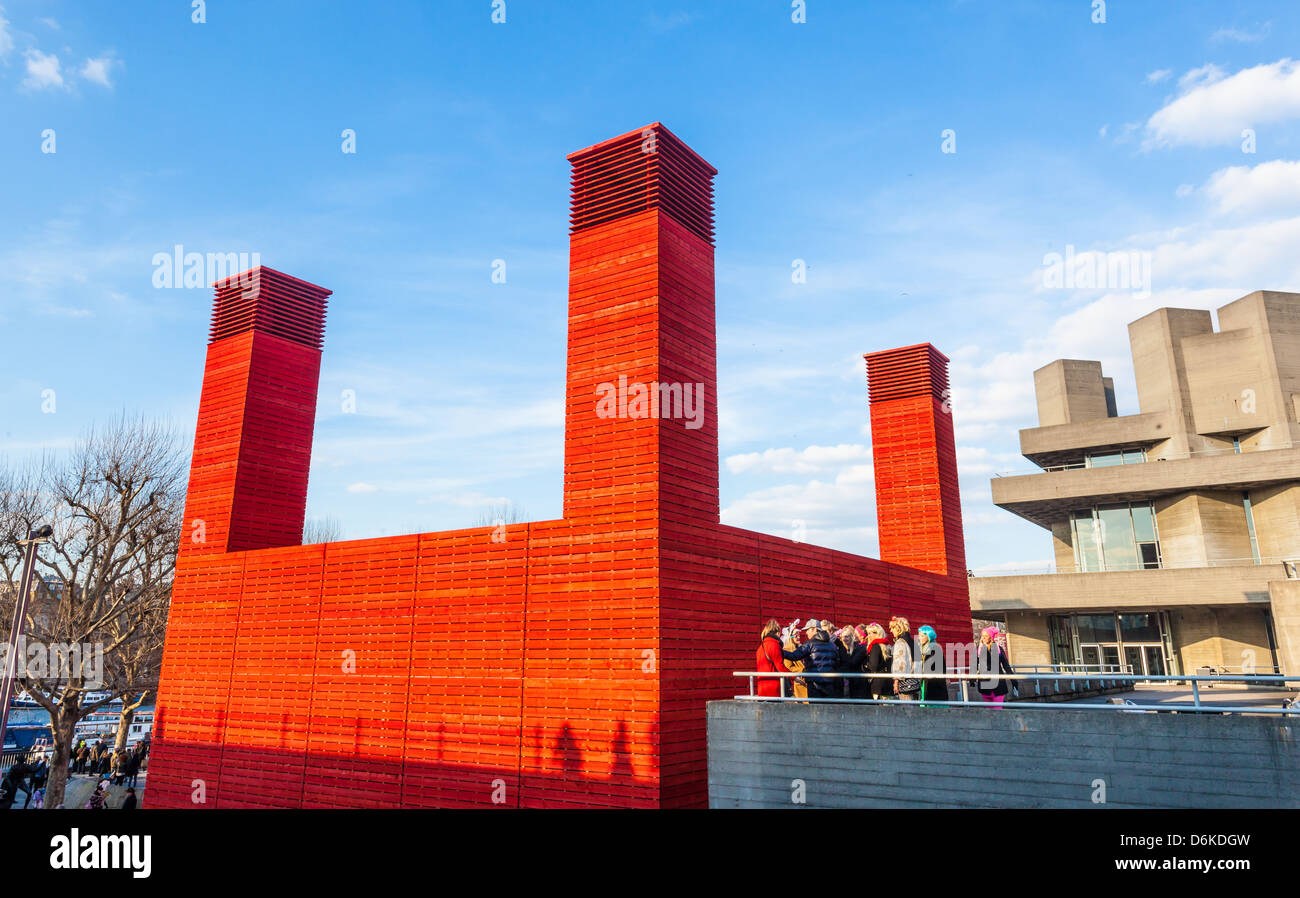 The orange wooden structure of the Shed, the National Theatre, London, England, UK Stock Photo