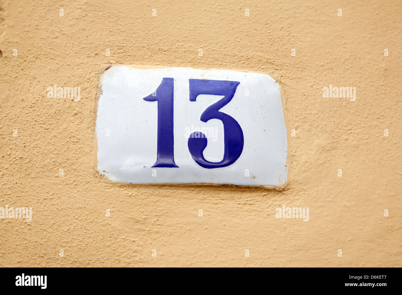 Number Thirteen On Plaque On Stone Wall Stock Photo - Alamy