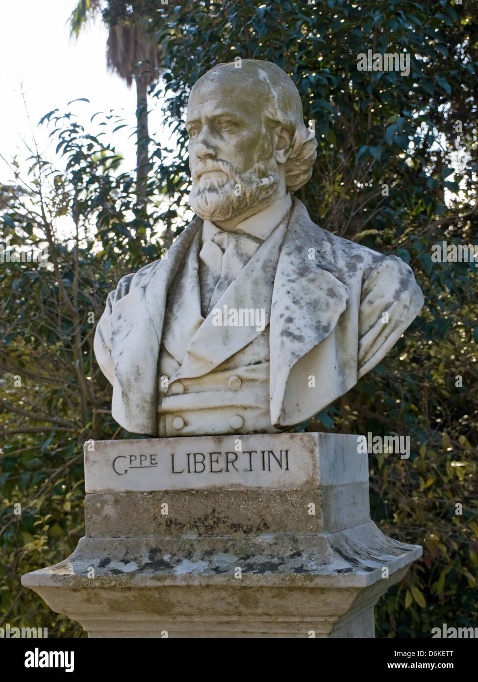 Lecce - Villa Comunale - bust of G. Libertini Stock Photo