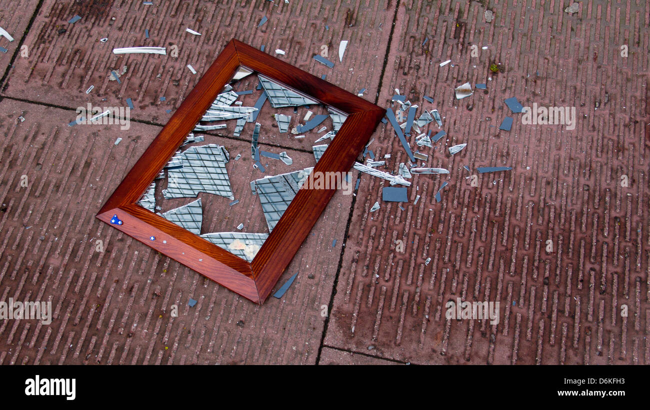 Smashed mirror in street Stock Photo 55748367 Alamy