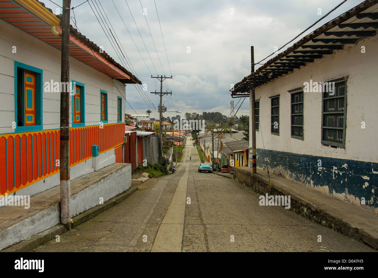 The streets of Salento, Colombia Stock Photo